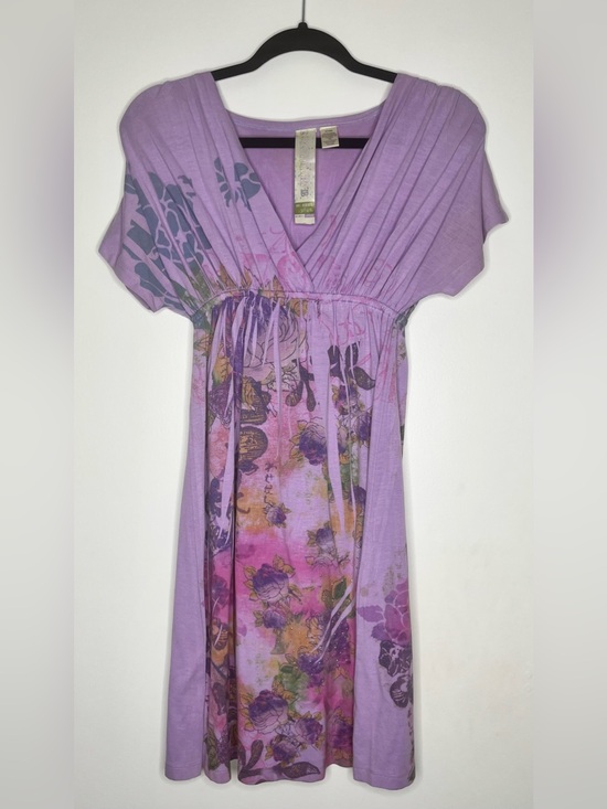 Fresh Brewed Dresses & Skirts - Lavender Floral V-Neck Midi Dress with Elastic Waist